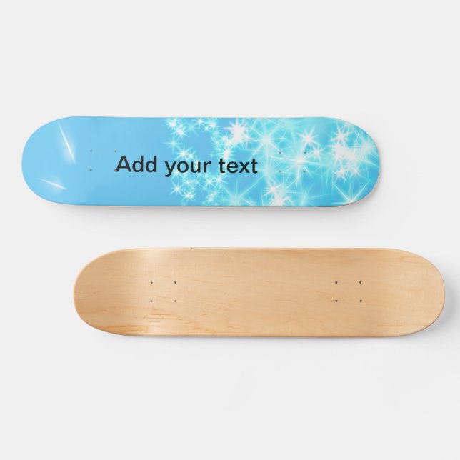 Simple sky blue glitt sparkle stars add your text  skateboard (Horz)