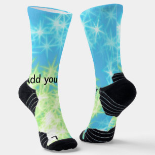 Simple sky blue glitt sparkle stars add your text socks