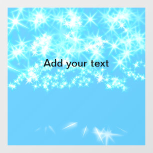 Simple sky blue glitt sparkle stars add your text window cling