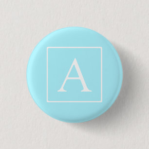 Simple Sky Blue Monogram 3 Cm Round Badge