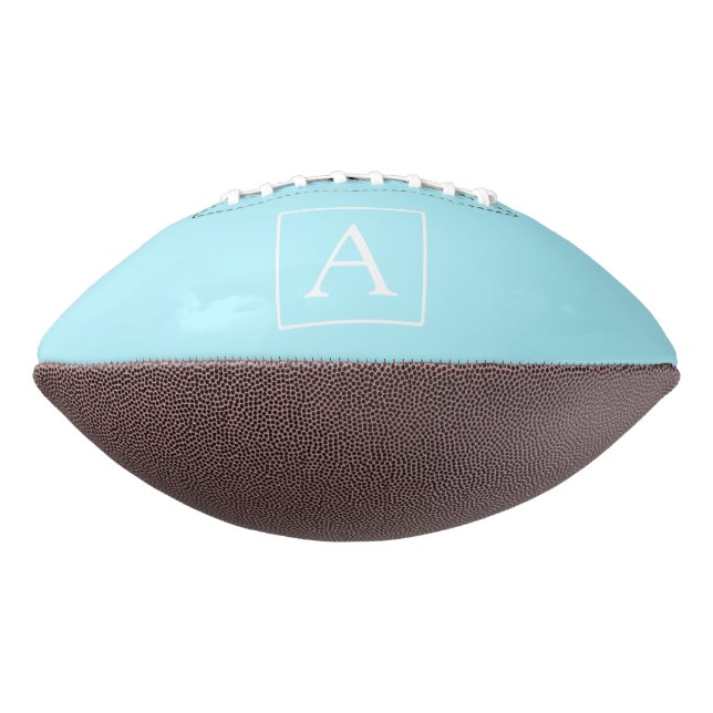 Simple Sky Blue Monogram American Football (Rotated 270)