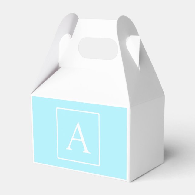 Simple Sky Blue Monogram Favour Box (Front Side)