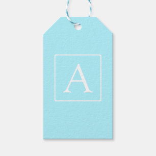 Simple Sky Blue Monogram Gift Tags
