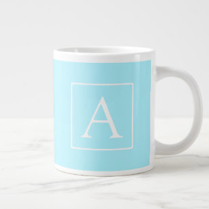 Simple Sky Blue Monogram Large Coffee Mug