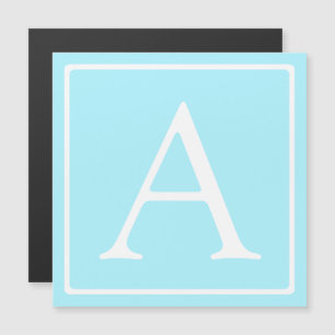 Simple Sky Blue Monogram Magnetic Invitation