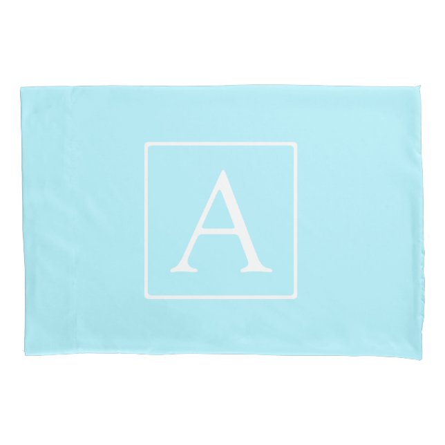 Simple Sky Blue Monogram Pillowcase (Front)