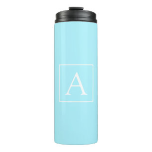 Simple Sky Blue Monogram Thermal Tumbler