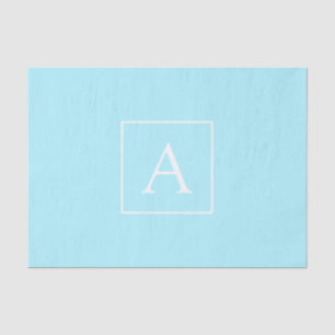 Simple Sky Blue Monogram Tissue Paper