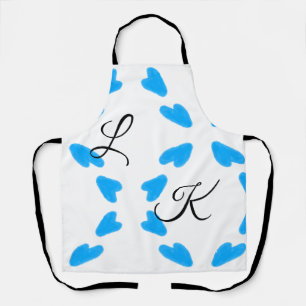 Simple sky blue watercolor add your monogram name apron