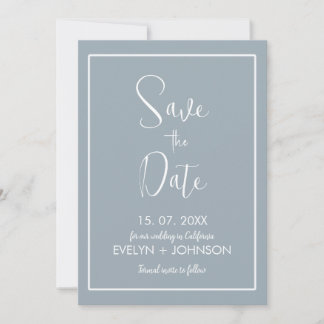 Simple sky blue & White Elegant Minimalist Save The Date