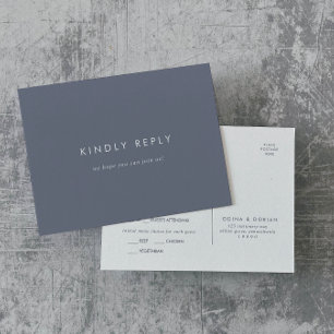 Simple Slate Blue Grey Menu Choice RSVP Postcard