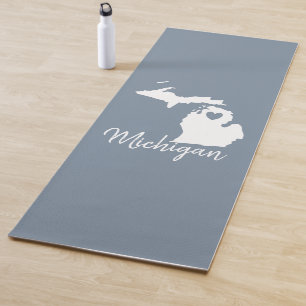 Simple Slate Blue Michigan Home State Map   Yoga Mat