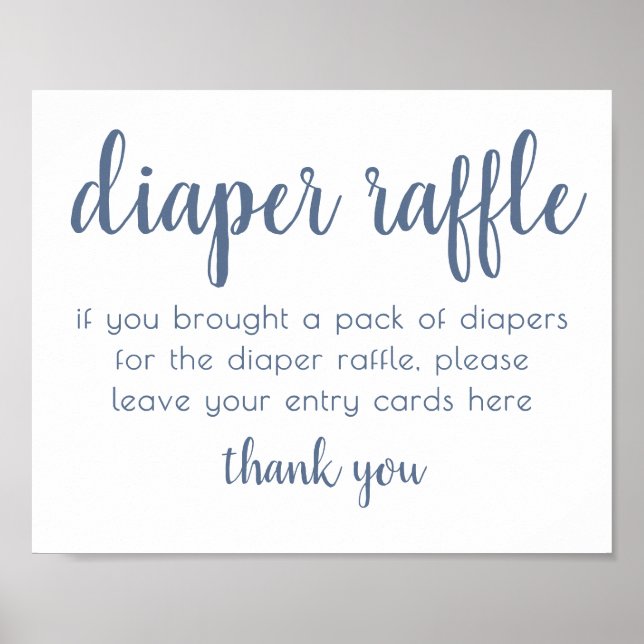 Simple Slate Diaper Raffle | Dusty Blue Shower Poster (Front)
