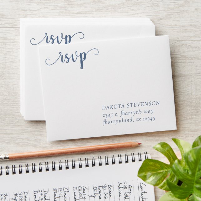Simple Slate Script | Flourish RSVP Return Address Envelope (Stacked)