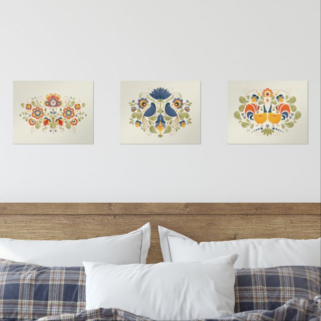 Simple Slavic Folk Flowers Art (Bedroom)
