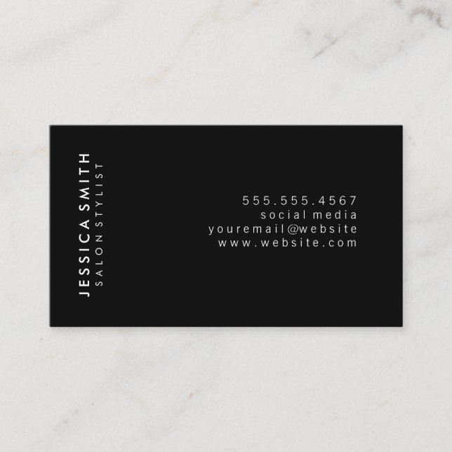 Simple Sleek Black Business Card (Front)