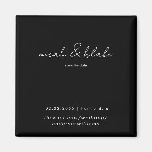 Simple & Sleek Black Wedding Save the Date Magnet
