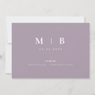 Simple Sleek Lavender Monogram Wedding Save The Da Save The Date