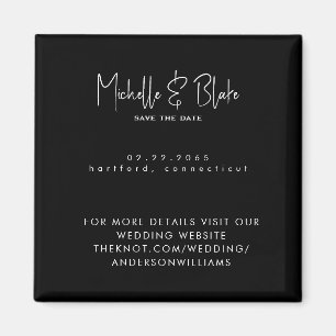 Simple & Sleek Modern Black Wedding Save the Date Magnet