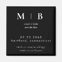 Simple Sleek Monogram B/W Wedding Save the Date II