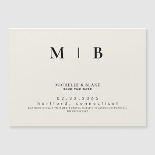 Simple & Sleek Monogram Beige Save the Date  Magnetic Invitation