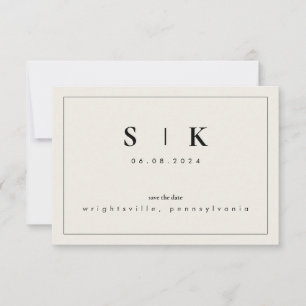 Simple Sleek Monogram Beige Save the Date VI