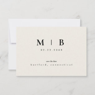 Simple Sleek Monogram Beige Save the Date Wedding