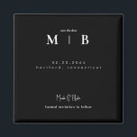 Simple Sleek Monogram Black Wedding Save the Date Magnet<br><div class="desc">Contemporary Monogram Black Wedding Save the Date Magnet.  Formal invitation to follow.</div>