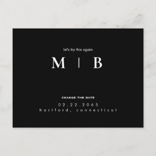 Simple & Sleek Monogram Wedding Change the Date Announcement Postcard