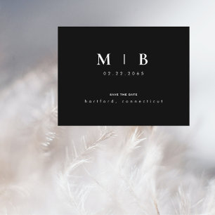 Simple & Sleek Monogram Wedding Save the Date II Announcement Postcard