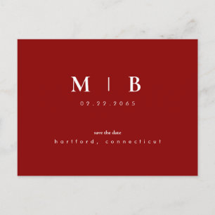 Simple Sleek Monogram Wedding Save the Date Postcard