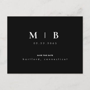Simple & Sleek Monogram Wedding Save the Date QR A Postcard