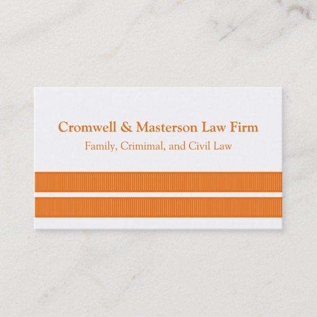 Simple Sleek Stripes Business Card, Orange Card (Front)