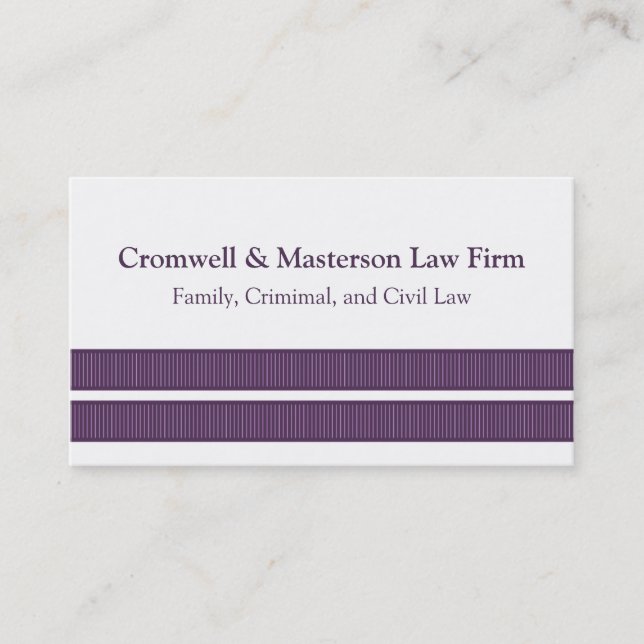 Simple Sleek Stripes Business Card, Purple Business Card (Front)