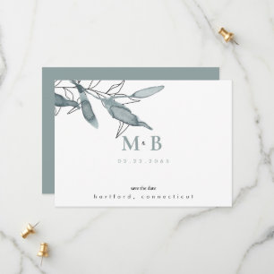 Simple  Sleek Teal Monogram Wedding Save the Date 