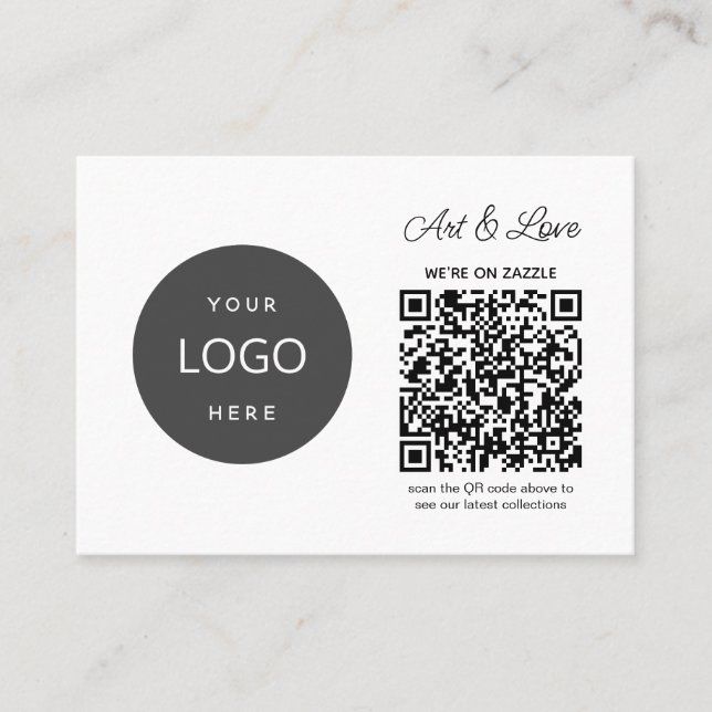 Simple Small Business Card With QR Code Store Name (Front)