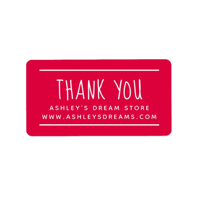 Simple Small Business Red Thank You Sticker (Front)