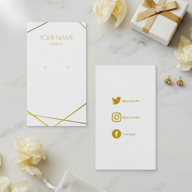 Simple small gold geometric earring display business card (Simple small gold geometric earring display business card.)