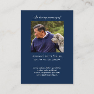 Simple small photo memorial prayer card