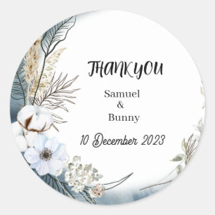 simple small round white roses wedding stickers