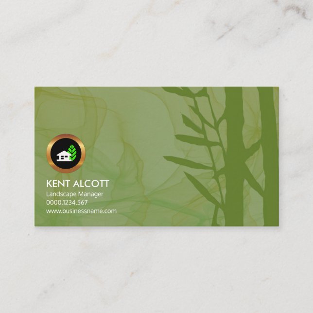 Simple Smoky Green Foliage Landscape Manager Business Card (Front)