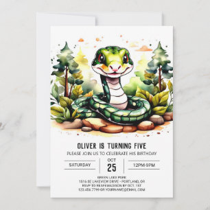 Simple Snake Celebration Birthday Invitation