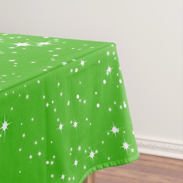 Simple Snow and Stars on BRIGHT GREE or Your Col Tablecloth (In Situ)