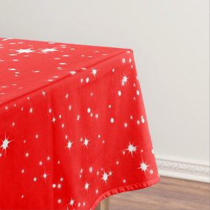 Simple Snow and Stars on BRIGHT RED or Your Colour Tablecloth