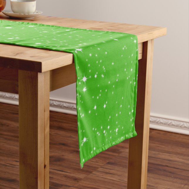 Simple Snow and Stars on GREEN or Your Colour Short Table Runner (In Situ)