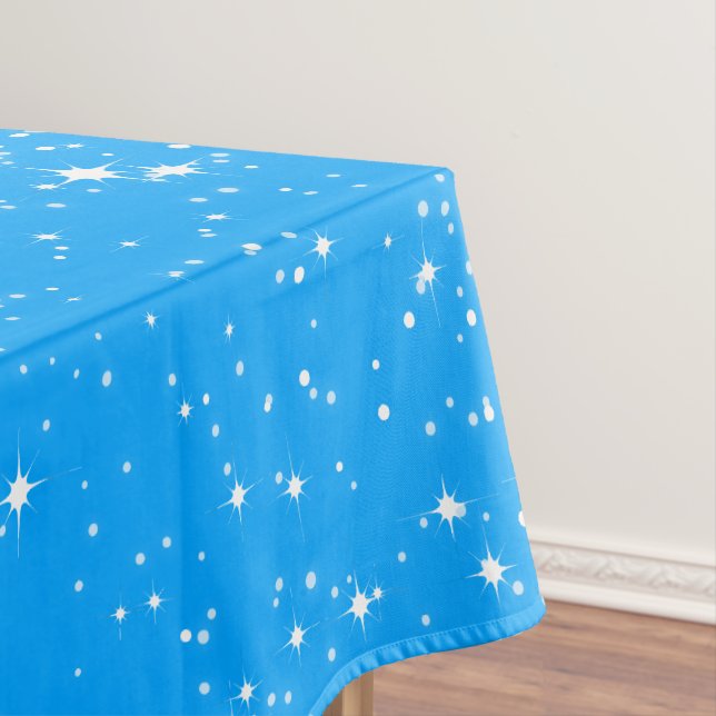 Simple Snow and Stars on LIGHT BLUE or Your Colour Tablecloth (In Situ)