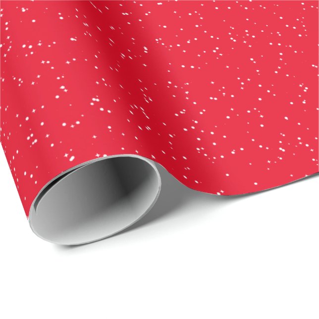 Simple snow stars speckles red white holiday wrapping paper (Roll Corner)