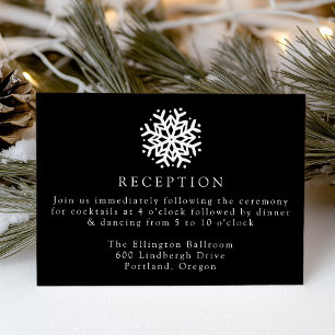 Simple Snowflake Black Wedding Reception Enclosure Card