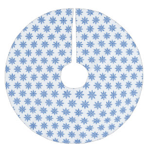 Simple Snowflake Blue and White Pattern  Brushed Polyester Tree Skirt