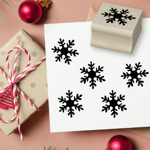 Simple Snowflake Christmas Holiday Rubber Stamp